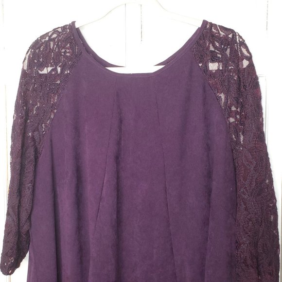 Melanie T Purple Faux Suede Skater Dress 18W - Picture 2 of 10